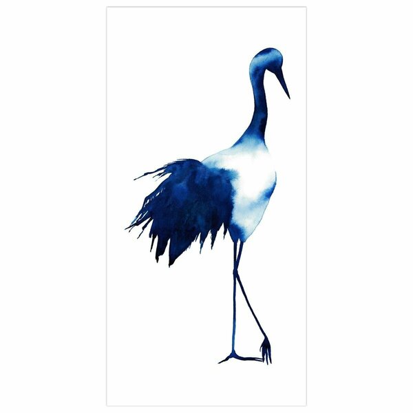 Solid Storage Supplies 48 x 24 in. Ink Drop Crane 1 Blue Frameless Tempered Glass Panel Contemporary Wall Art SO2573454